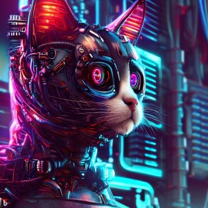 Cyberpunk cat robot